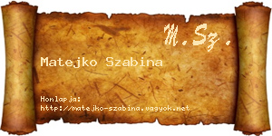 Matejko Szabina névjegykártya
